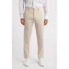 Nordstrom Trim Fit Linen Trousers In Tan Desert- White
