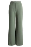 Nordstrom Flat Front Wide Leg Knit Pants In Green Duck