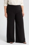 Nordstrom Flat Front Wide Leg Pants In Black