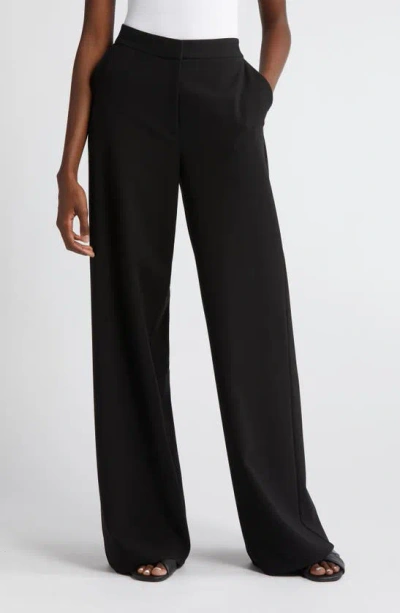 Nordstrom Flat Front Wide Leg Knit Pants In Black