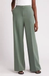 Nordstrom Flat Front Wide Leg Knit Pants In Green Duck