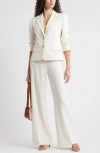 Nordstrom Flat Front Wide Leg Pants In Ivory Tofu