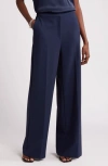 Nordstrom Flat Front Wide Leg Pants In Navy Blazer