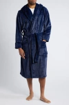 Nordstrom Fleece Hooded Robe In Navy Peacoat