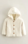 Nordstrom Babies'  Fleece Lined Hooded Cardigan In White