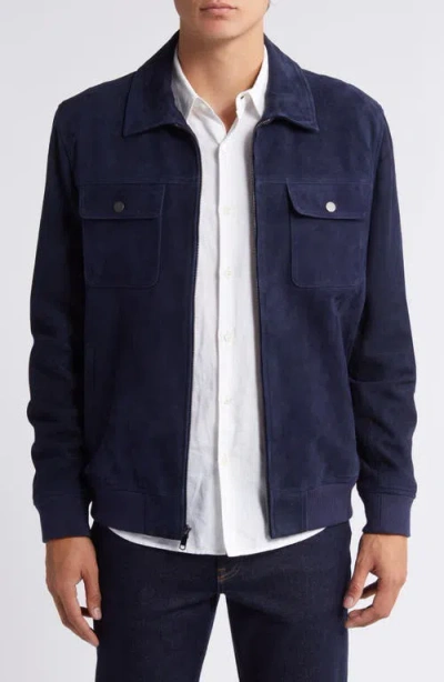 Nordstrom Flight Suede Jacket In Navy Midnight