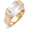 Nordstrom Floating Octagon Cubic Zirconia Ring In Clear- Gold