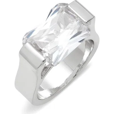 Nordstrom Floating Octagon Cubic Zirconia Ring In Clear- Silver