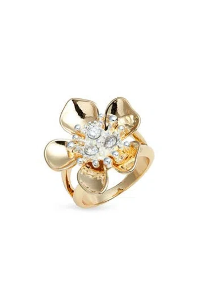 Nordstrom Floral Cubic Zirconia Accent Ring In Gold