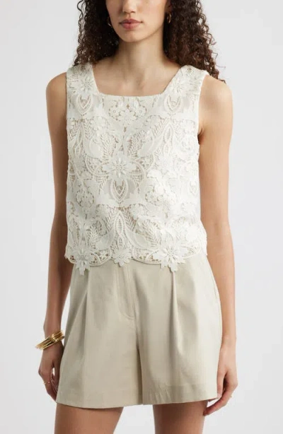 Nordstrom Floral Cutwork Lace Top In White