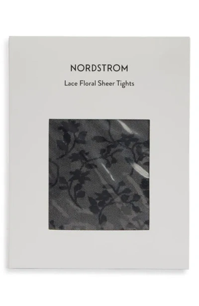 Nordstrom Floral Lace Sheer Tights In Gray