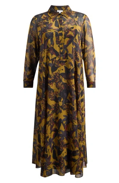 NORDSTROM NORDSTROM FLORAL LONG SLEEVE MAXI SHIRTDRESS