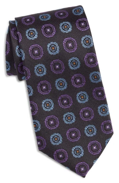 Nordstrom Floral Medallion Silk Jacqard Tie In Purple
