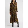 Nordstrom Floral Print Long Sleeve Shirtdress In Green