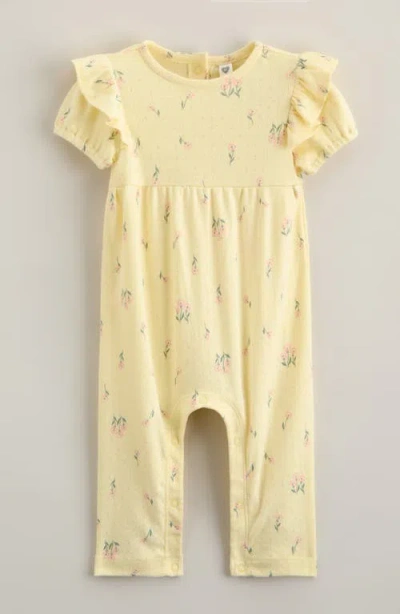 Nordstrom Babies'  Floral Print Pointelle Romper In Blue