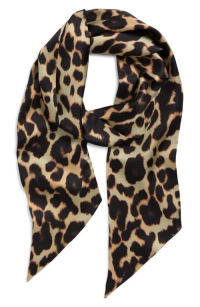 Nordstrom Floral Print Silk Skinny Scarf In Gold