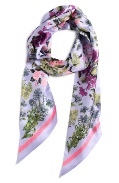 Nordstrom Floral Print Silk Skinny Scarf In Lavender Floral Arrangement