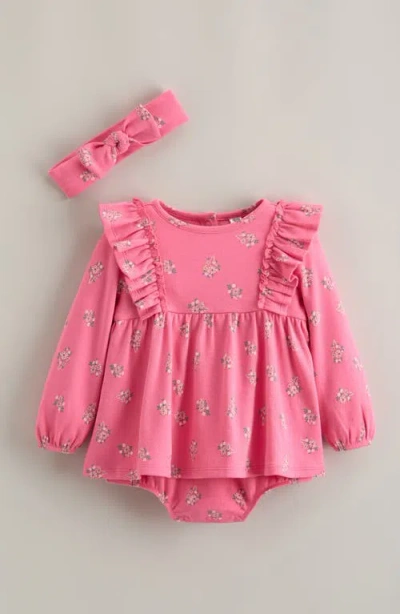 Nordstrom Babies'  Floral Skirted Bodysuit And Headband Set In Pink