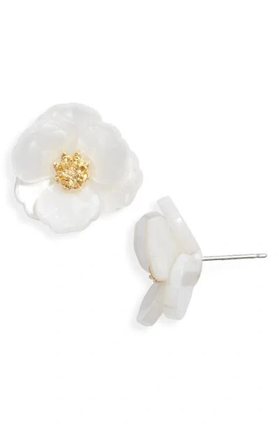 Nordstrom Floral Statement Stud Earrings In White- Gold