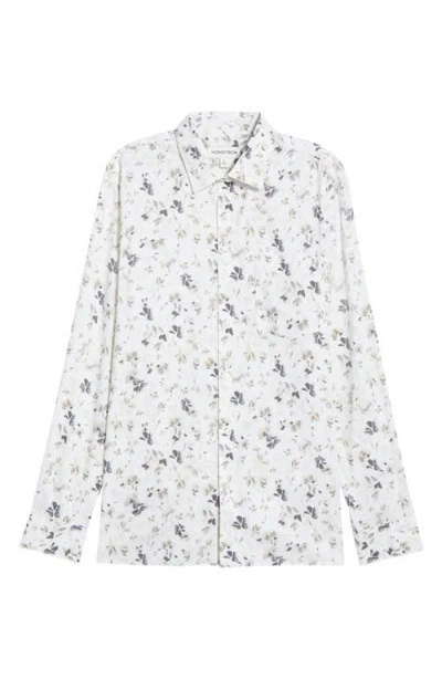 Nordstrom Floral Stretch Button-up Shirt In White
