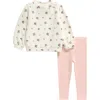 Nordstrom Floral Velour Top & Leggings Set In Ivory Egret Dandy Floral- Pink