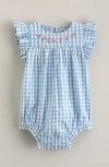 Nordstrom Babies'  Flutter Sleeve Bubble Romper In Blue
