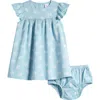 Nordstrom Flutter Sleeve Dress & Bloomers In Blue Basalt Calico Floral