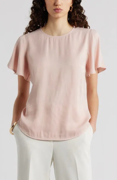 Nordstrom Flutter Sleeve Satin Top In Pink