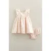 Nordstrom Babies'  Flutter Sleeve Tie Back Cotton Muslin Sundress & Bloomers In Neutral