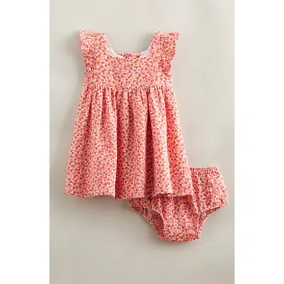 Nordstrom Babies'  Flutter Sleeve Tie Back Cotton Muslin Sundress & Bloomers In Red