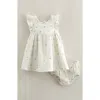 Nordstrom Flutter Sleeve Tie Back Cotton Muslin Sundress & Bloomers In White