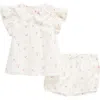 Nordstrom Flutter Top & Bloomers Set In Ivory- Pink Cutie Floral