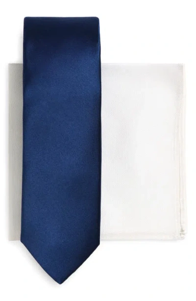 Nordstrom Formal Silk Tie & Pocket Square Box Set In Navy