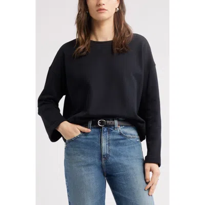 Nordstrom French Terry Top In Black