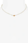 Nordstrom Freshwater Pearl Heart Choker Necklace In 14k Gold Plated