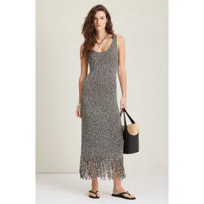 Nordstrom Fringe Maxi Sweater Dress In Gray
