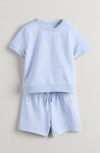 Nordstrom Fun Short Sleeve Cotton Sweatshirt & Sweat Shorts Set In Blue