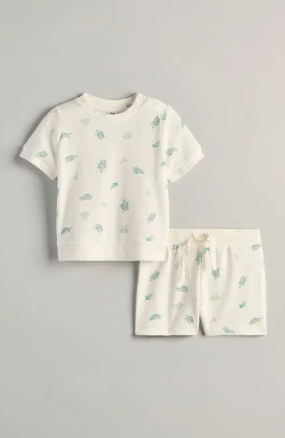 Nordstrom Babies'  Fun Short Sleeve Cotton Sweatshirt & Sweat Shorts Set In White