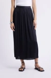 Nordstrom Gathered Midi Skirt In Black