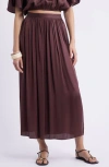 Nordstrom Gathered Midi Skirt In Brown