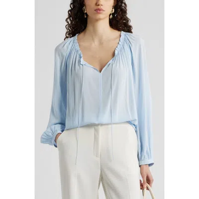 Nordstrom Gathered Tie Neck Top In Blue