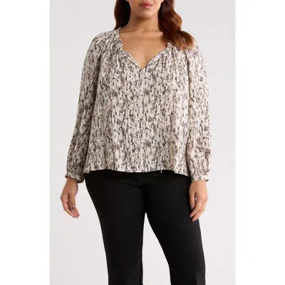 Nordstrom Gathered Tie Neck Top In Multi