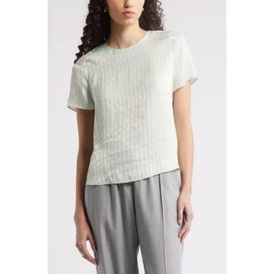 Nordstrom Geo Satin Jacquard Top In Green Hum