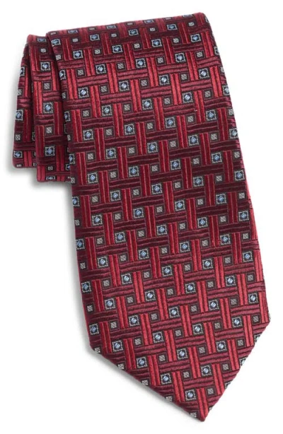 Nordstrom Geometric Jacquard Silk Tie In Burgundy