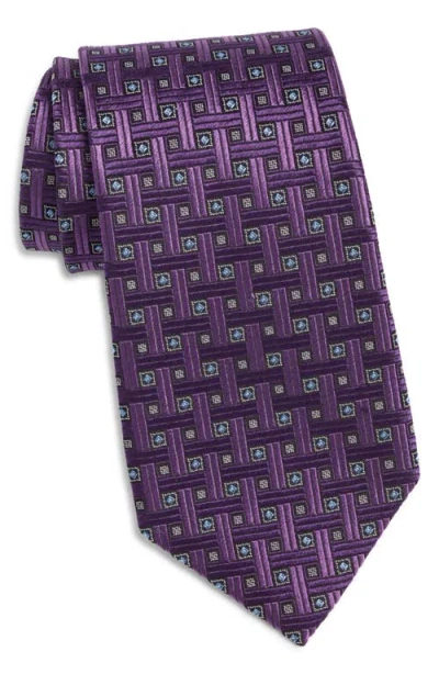 Nordstrom Geometric Jacquard Silk Tie In Purple
