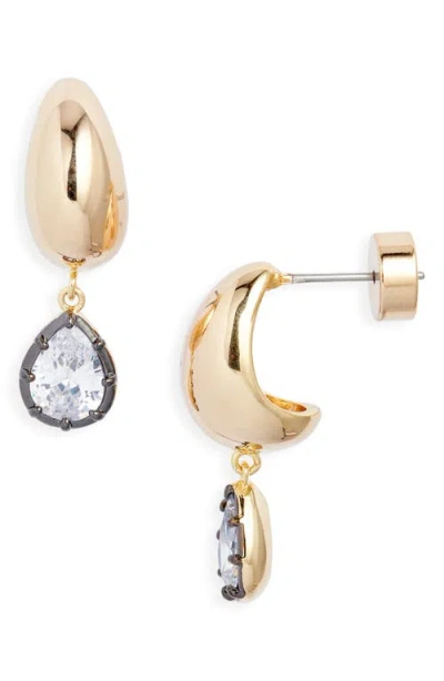 Nordstrom Georgian Cubic Zirconia Curved Hoop Earrings In Gold