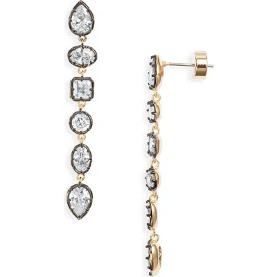 Nordstrom Georgian Cubic Zirconia Linear Drop Earrings In Clear- Black- Gold