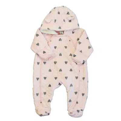 Pre-owned Nordstrom Kids' Girls Pink Gray Hearts Bunting