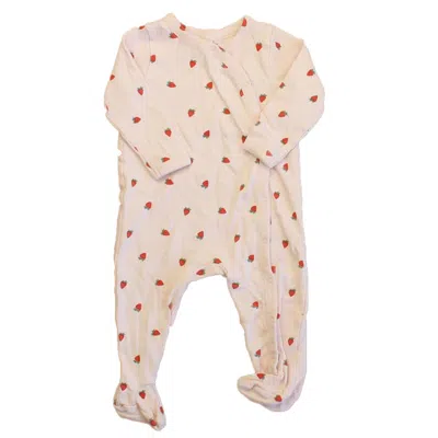 Pre-owned Nordstrom Kids' Girls Pink Strawberries Long Sleeve Outfit In Red