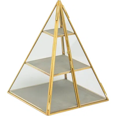 Nordstrom Glass Pyramid Jewelry Box In Clear- Gold